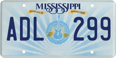 MS license plate ADL299