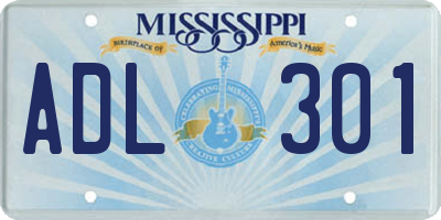 MS license plate ADL301