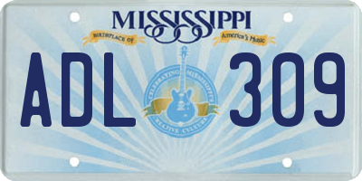 MS license plate ADL309