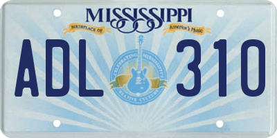 MS license plate ADL310