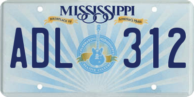 MS license plate ADL312