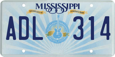 MS license plate ADL314