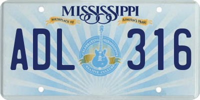 MS license plate ADL316