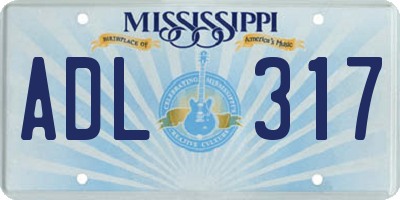 MS license plate ADL317