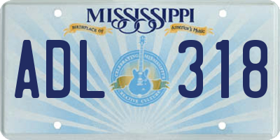MS license plate ADL318