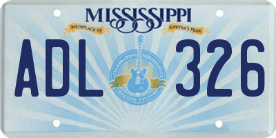 MS license plate ADL326