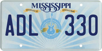 MS license plate ADL330