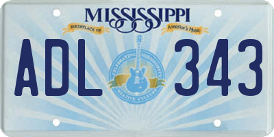 MS license plate ADL343
