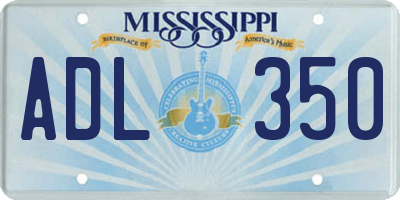 MS license plate ADL350