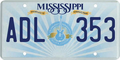 MS license plate ADL353