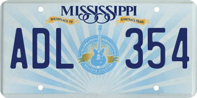 MS license plate ADL354