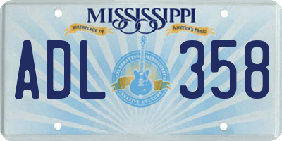 MS license plate ADL358