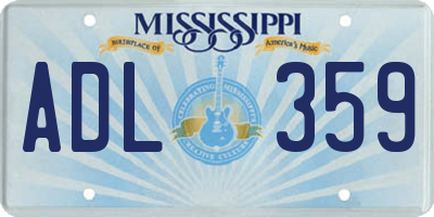 MS license plate ADL359