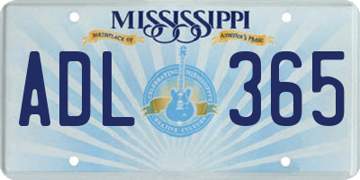 MS license plate ADL365