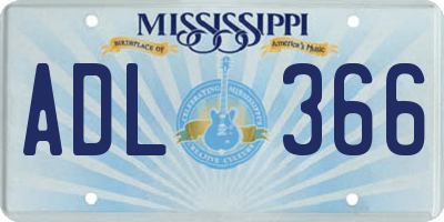 MS license plate ADL366