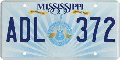 MS license plate ADL372