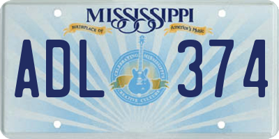 MS license plate ADL374