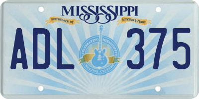 MS license plate ADL375