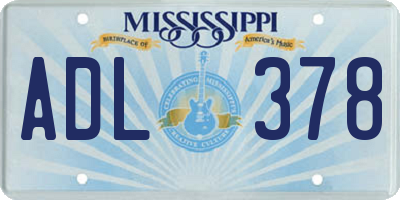 MS license plate ADL378