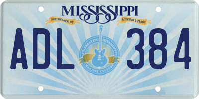 MS license plate ADL384