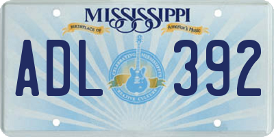 MS license plate ADL392