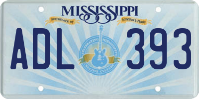 MS license plate ADL393
