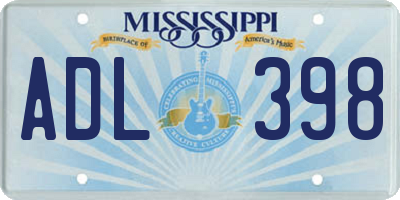 MS license plate ADL398
