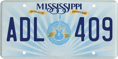 MS license plate ADL409