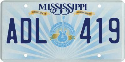 MS license plate ADL419