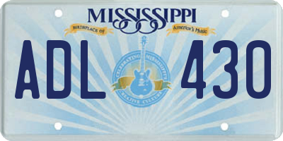 MS license plate ADL430