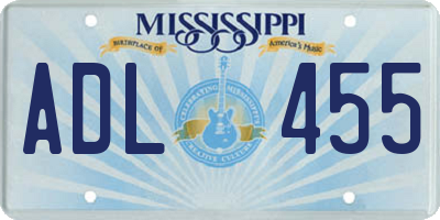 MS license plate ADL455