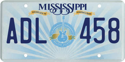 MS license plate ADL458