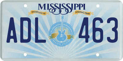 MS license plate ADL463