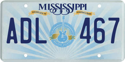 MS license plate ADL467