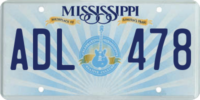 MS license plate ADL478
