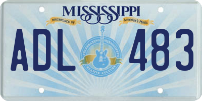 MS license plate ADL483