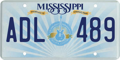 MS license plate ADL489