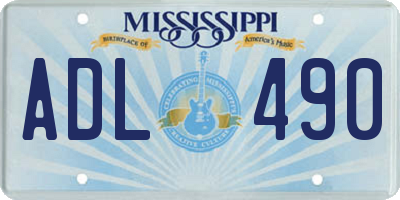 MS license plate ADL490