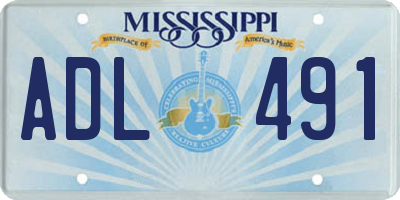 MS license plate ADL491