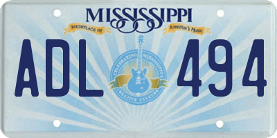 MS license plate ADL494