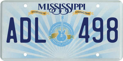 MS license plate ADL498