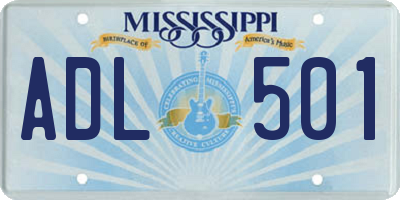 MS license plate ADL501
