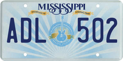 MS license plate ADL502