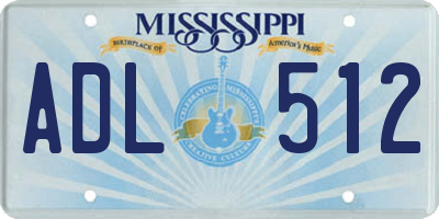 MS license plate ADL512