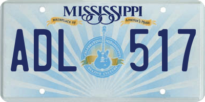 MS license plate ADL517