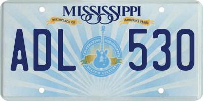 MS license plate ADL530