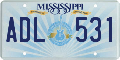MS license plate ADL531