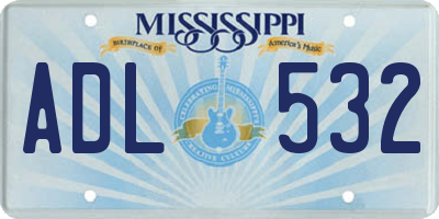 MS license plate ADL532