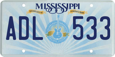 MS license plate ADL533