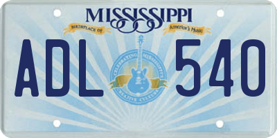 MS license plate ADL540